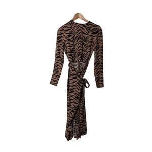 Reformation brown tiger print Maurita wrap dress 0 1160